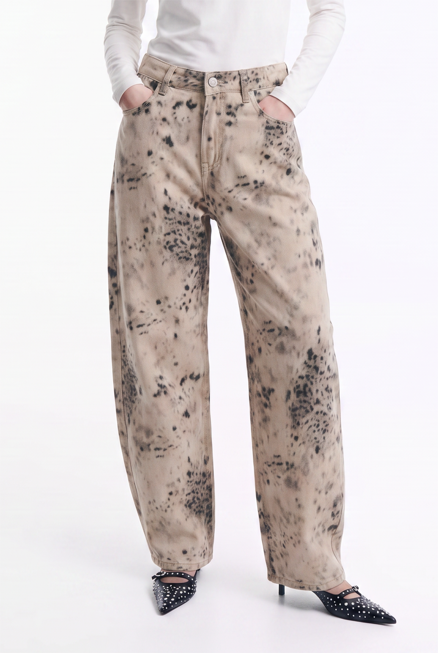 Jeans Baggy de Tiro Alto Print Bambi