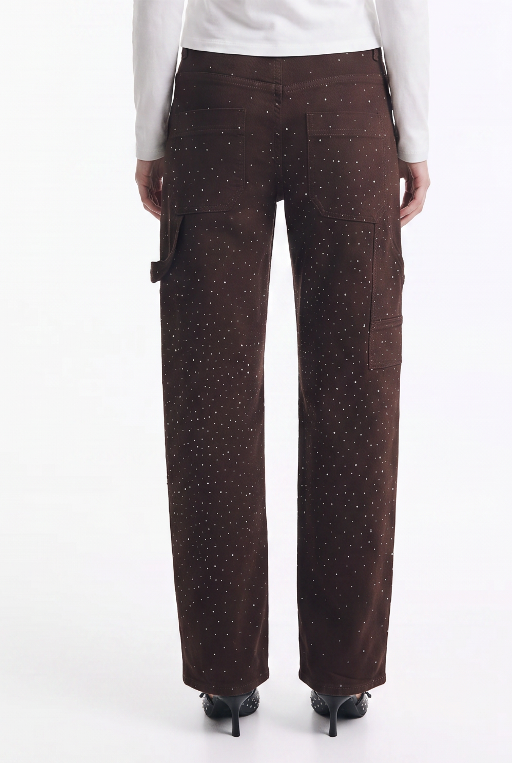 Jeans Ballon con Strass Elasticados