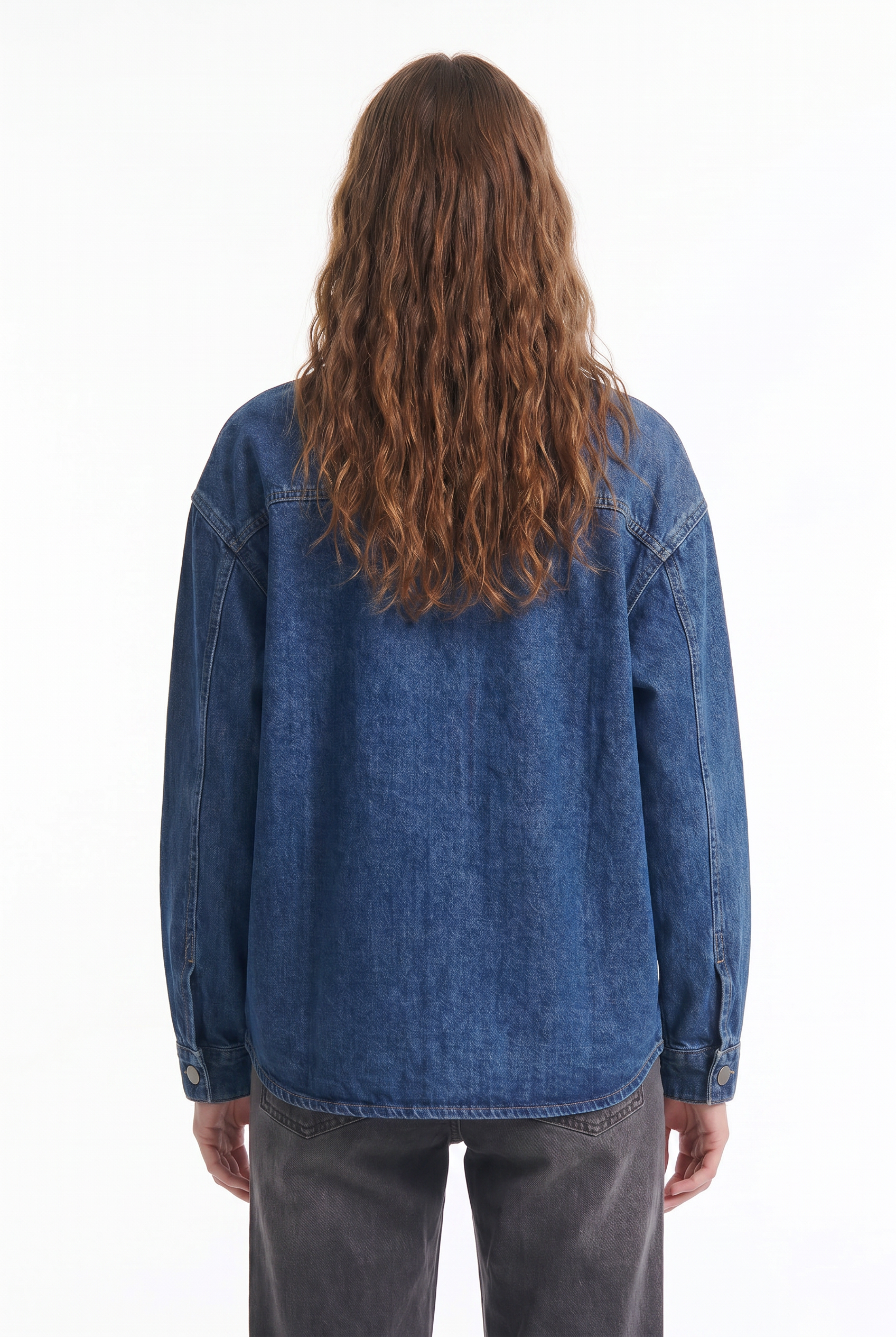 Chaqueta Denim Estilo Oversize con Bolsillos Frontales