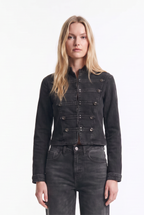 Chaqueta Estilo Napoleón de Denim Elástico