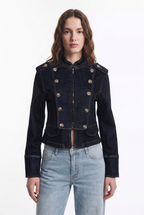 Chaqueta Mezclilla Militar Estilo Napoleón