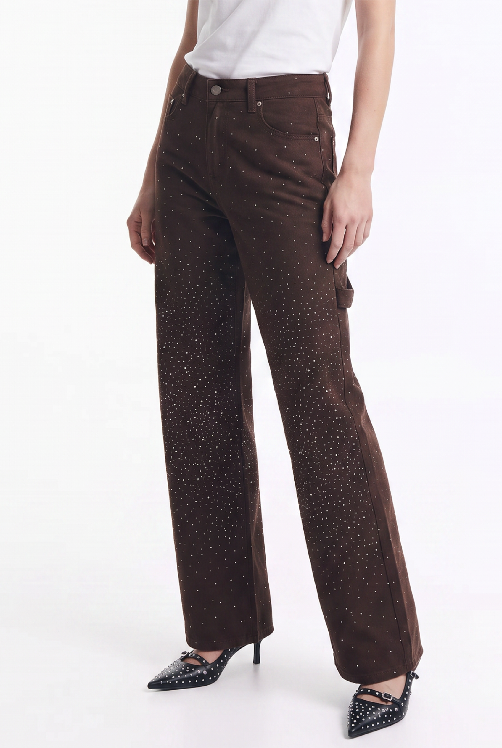 Jeans Ballon con Strass Elasticados