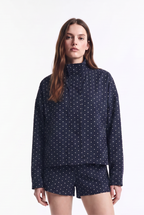 Chaqueta Bomber Delgada de Lunares con Cierre y Ajuste