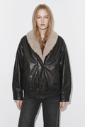 Chaqueta Ecocuero con Cuello Chiporro + Forro