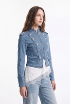 Chaqueta Mezclilla Militar Estilo Napoleón
