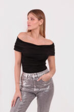 Body Hombro Lycra + Drapeado - Negro, M/L