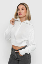 Sweter Cierre Cuello - Blanco, Estándar