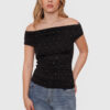 Top Off Shoulder con Strass