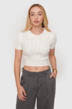 Chaleco Tejido Cuello Camisero Manga Corta - Blanco, Estándar