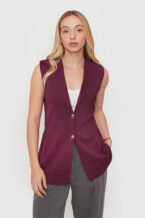 Chaqueta Punto Sin Mangas - Beige, S/M