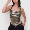 Top Metalizado Drapeado con Tachas
