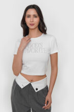 Polera Lycra Algodón con Strass - Blanco, S/M