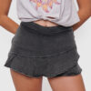 Falda Short Denim con Volados Tiro Alto