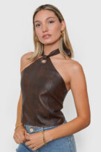 Top Ecocuero Deslavado - Marrón, M