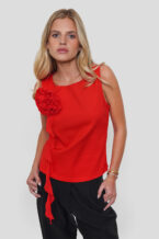 Top Flor Elasticado con Prendedor - Rojo, S