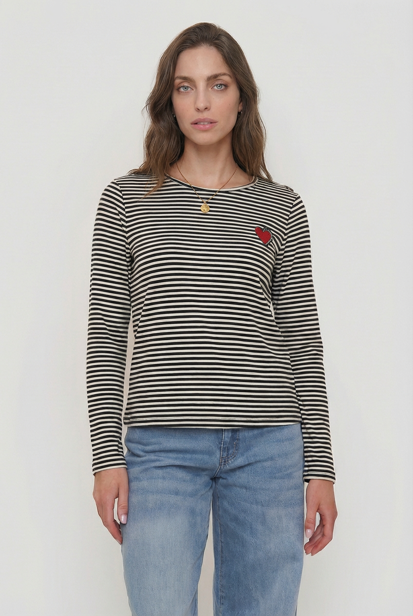 Polera Corazón Rayas