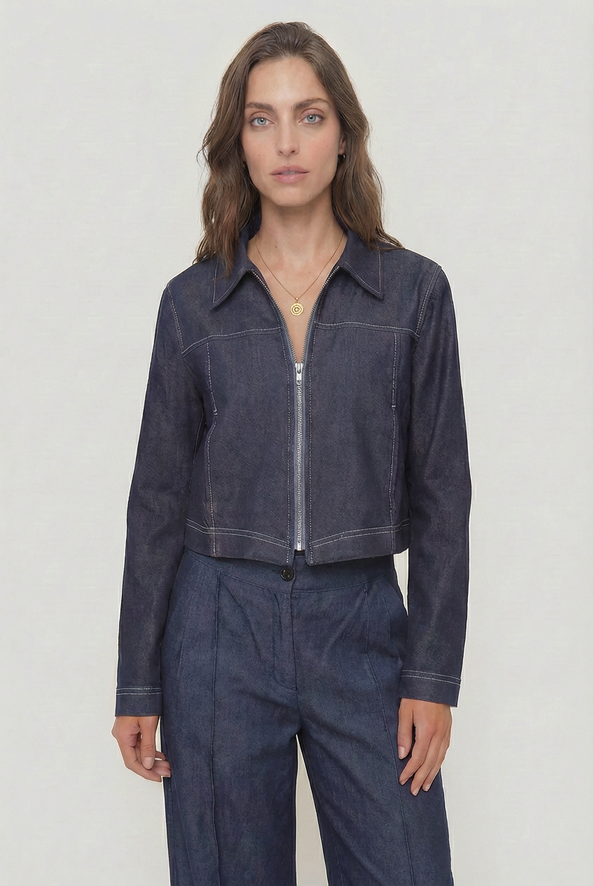 Chaqueta Denim Crop Forrada