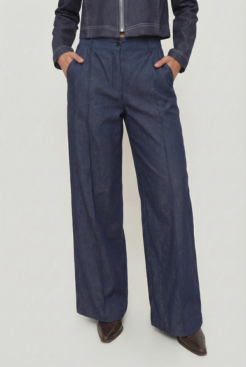 Pantalón Wide Leg con Costuras Frontales