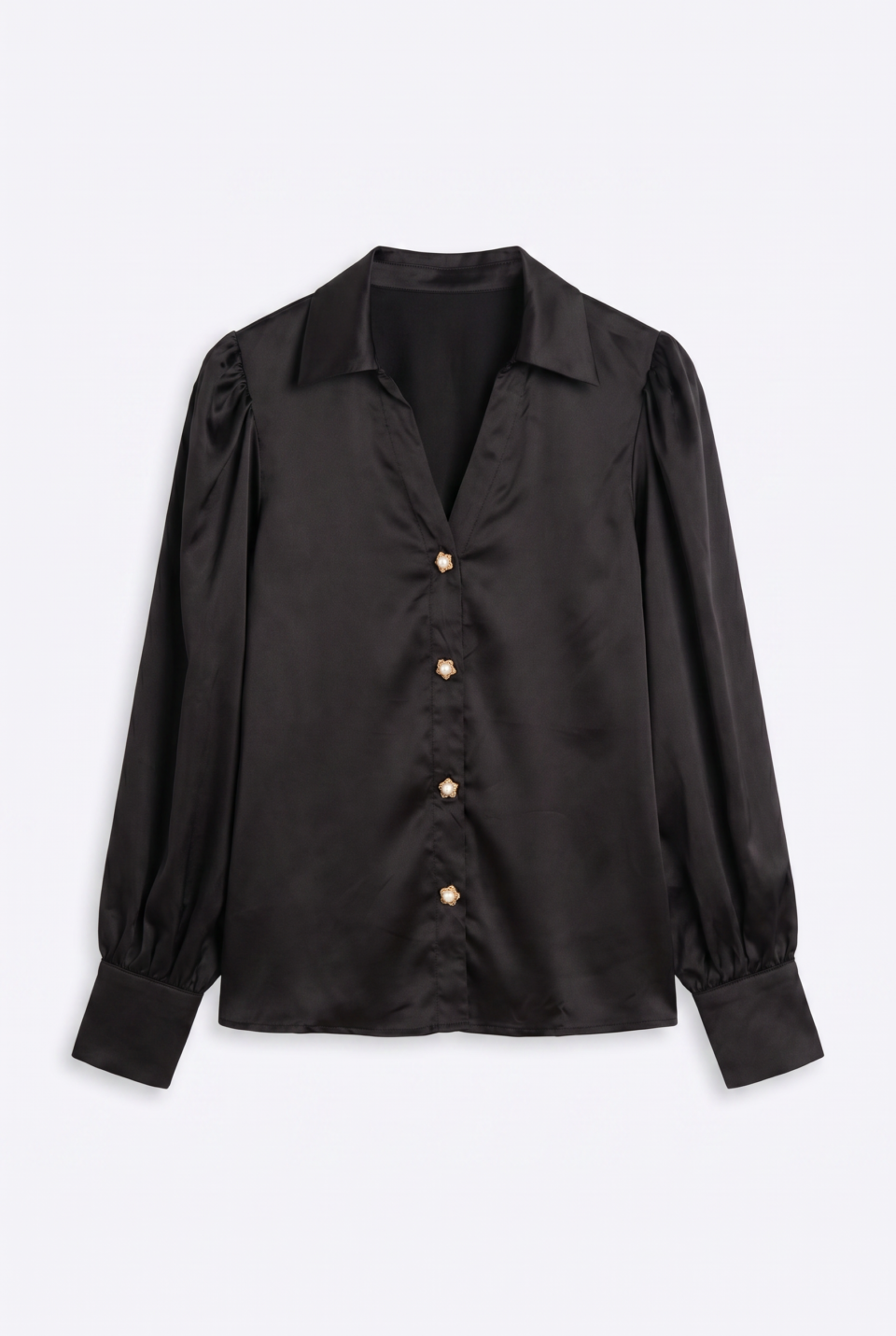 Blusa Satín Manga Globo