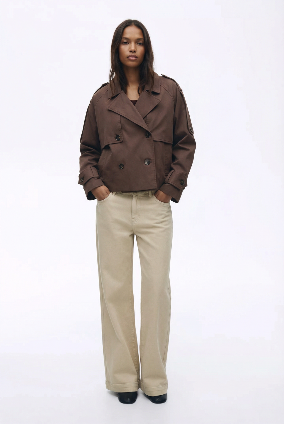 Chaqueta Trench Corta Doble Abotonadura