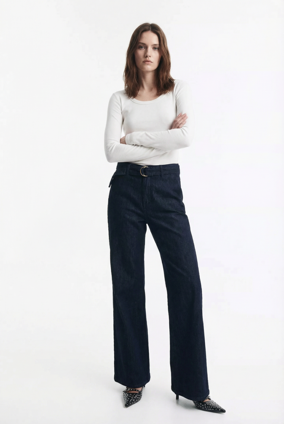 Pantalón Wide Leg con Cinturón Incorporado