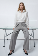 Pantalón Raya + Pinza - Gris Claro, L